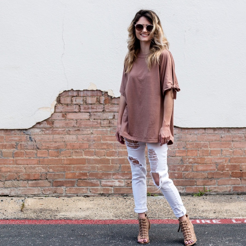 New With Tags Dusty Rose Shoulder Tie Top
